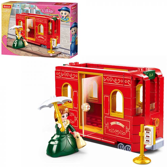 Дитяча іграшка конструктор трамвай Village SLUBAN M38-B0871 145 деталей