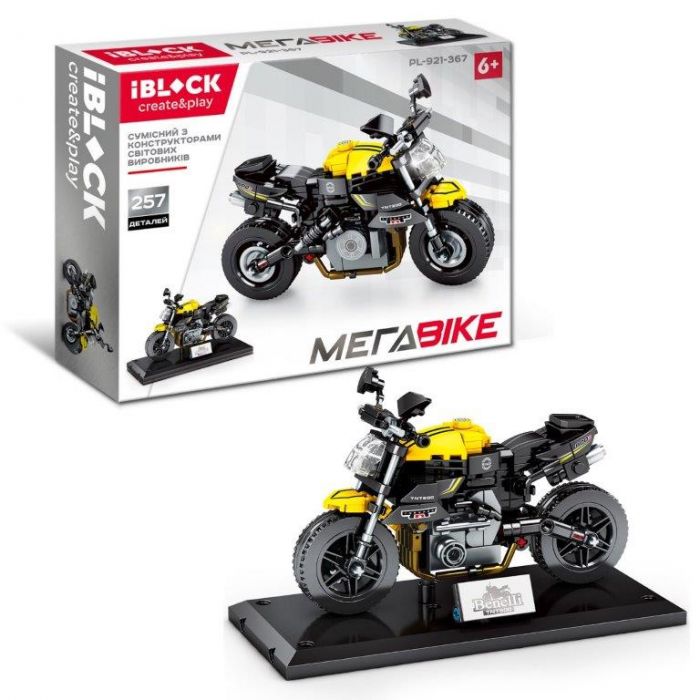 Дитяча іграшка конструктор мотоцикл МЕГАBIKE IBLOCK PL-921-367, 257 деталей