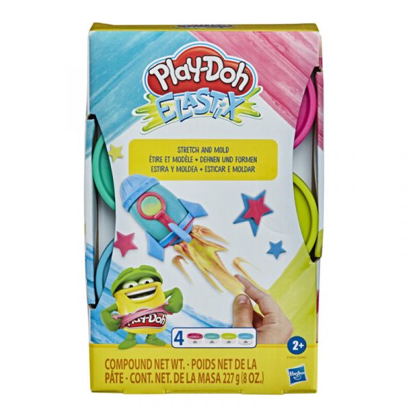 Дитяча творчість набір для ліплення з еластичного пластиліна Play-Doh Еластікс Космос E6967 комплект 4 баночки