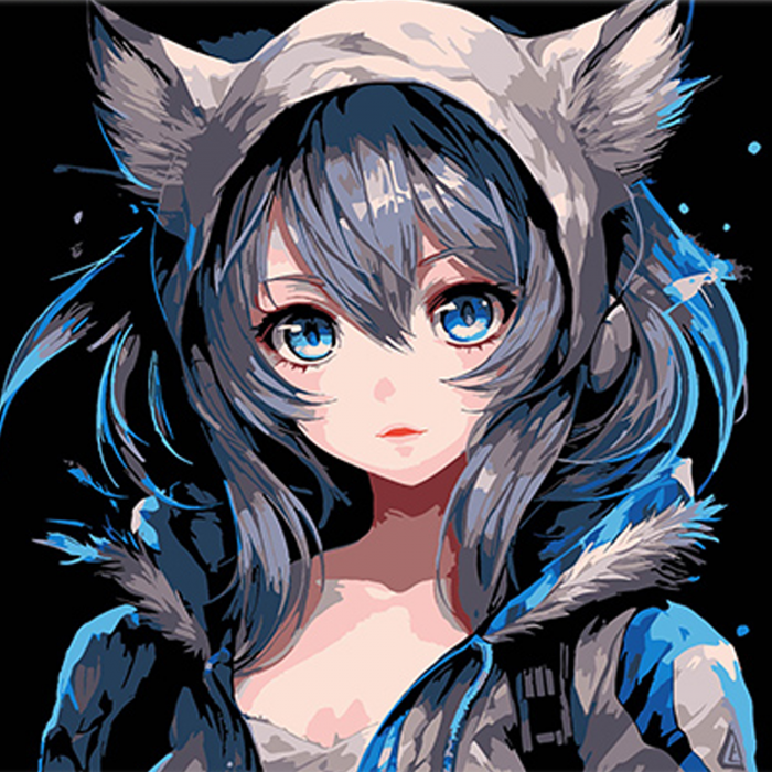 Живопис розпис картина за номерами Світ аніме дівчинки Strateg на чорному фоні розміром 30х30 см (SH3030-2