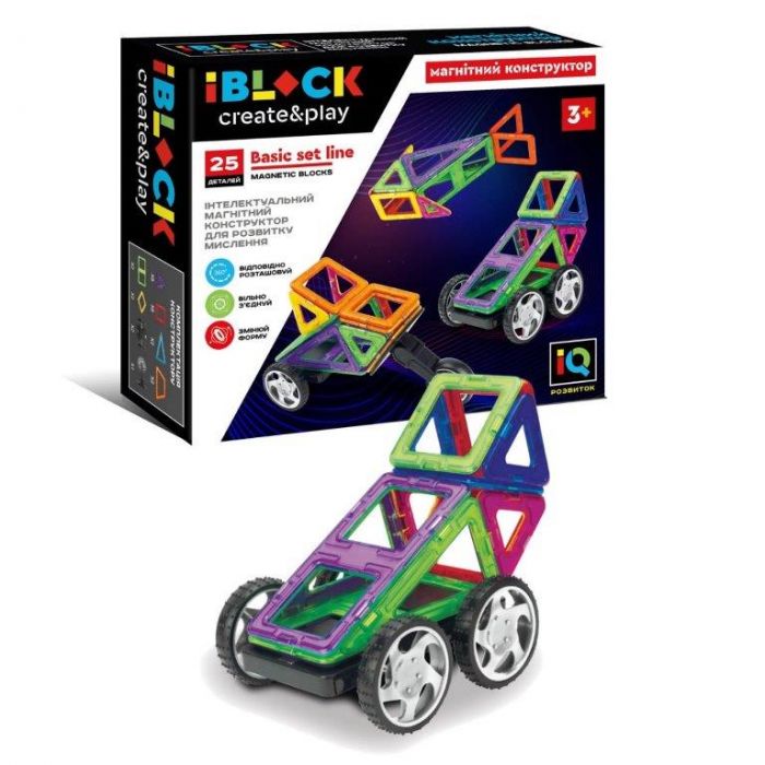 Дитяча іграшка розвиваюча конструктор магнітний 25 деталей IBLOCK PL-921-258