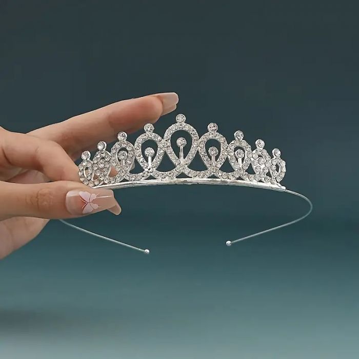 Діадема (тіара) корона A-32 колір срібро (silver), матеріал метал 64019 tiara