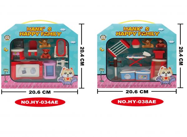 Дитяча іграшка меблі для лялькового будиночка, фігурки ведмежат 2шт, арт. HY-034AE/038AE 