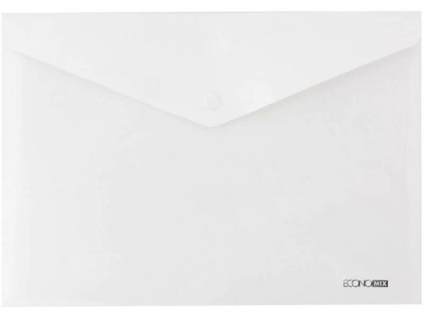 Папка пластикова на кнопці Eкономікс A4 прозора, біла E31301-14
