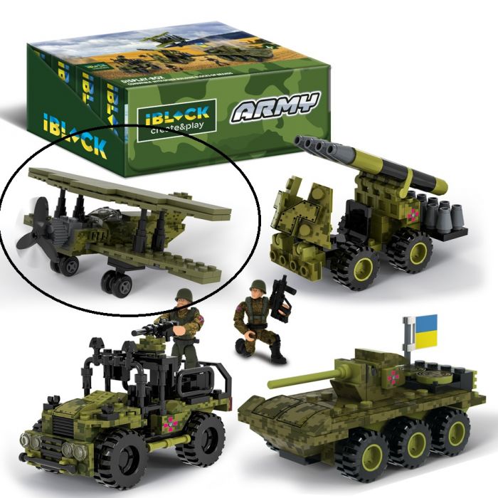 Дитяча іграшка конструктор військовий літак 121 деталь IBLOCK арт. PL-921-425(2)  Армія 