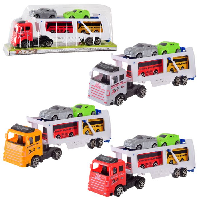 Дитяча іграшка трейлер арт. MR891-31, 2 вида, 4 машини в компл., слюда 32*6,5*13,5см