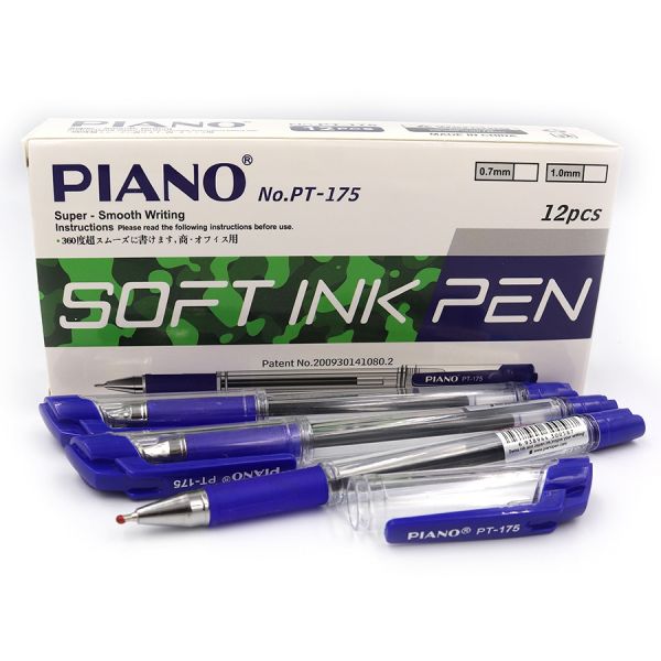 Ручка масляна Piano пише 4 км,  0,7мм, синя, грип PT-175