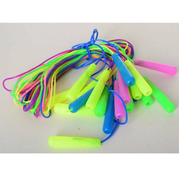 Дитяча спортивна гра скакалка MS 3130-3 ручка пластик, мотузка гума, мікс кольорів, 220 см.