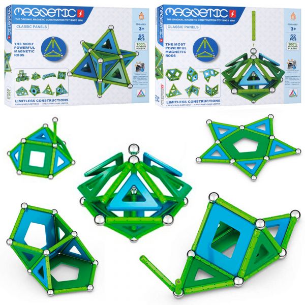 Дитяча іграшка магнітний конструктор 776-1-2 Magnetic 2 види 52 дет і 65 дет коробка 30-22-4 см