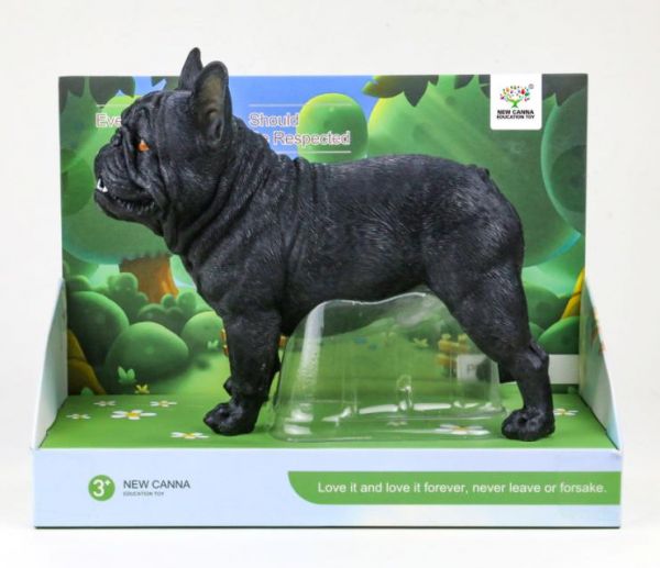 Дитяча іграшка фігурка собака французський бульдог 19 см New canna X186, кор., 22-16,5-11 см.