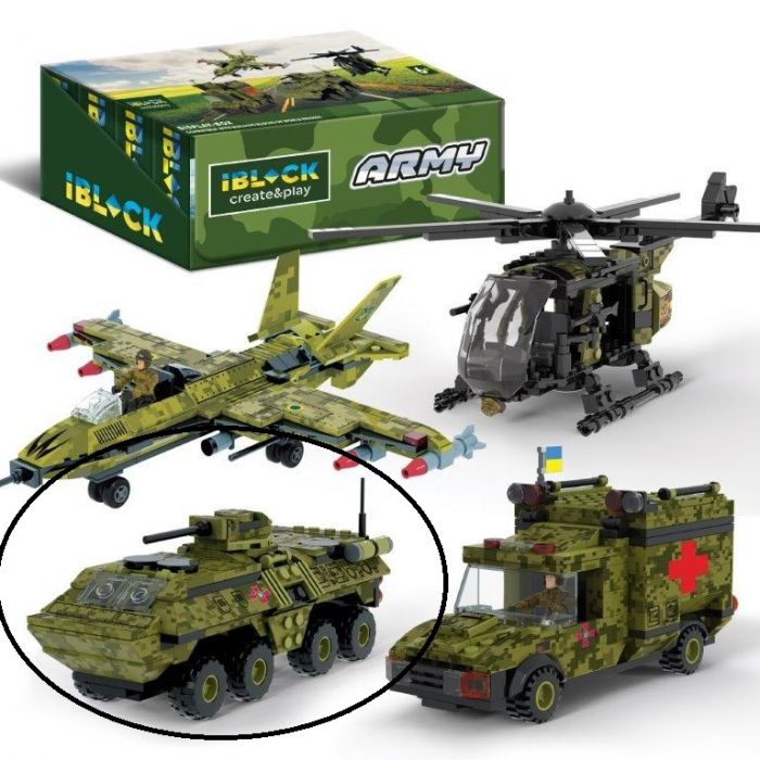Дитяча іграшка конструктор військовий бронетранспортер IBLOCK арт.PL-921-428 (1) Армія, 227детатей