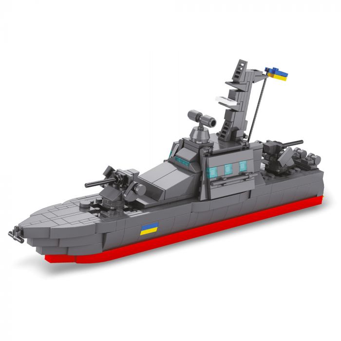 Дитяча іграшка конструктор військовий катер (корабель) urza-M/Гюрза 357 деталей KB 1137 серія армія , в коробці