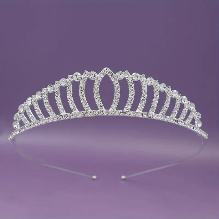 Діадема (тіара) корона A-27 колір срібро (silver), матеріал метал 63715 tiara