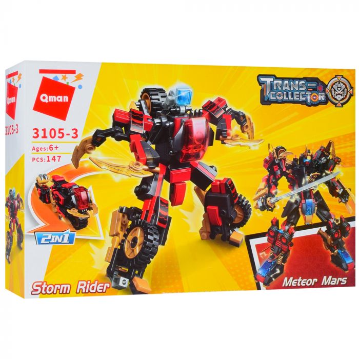 Дитяча іграшка конструктор Qman 3105 трансформер (робот+машинка), від 137дет., 6видів