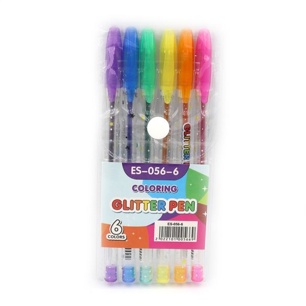 Ручка гелева набір 6 кольорів 056-6ES Glitter pen PVC