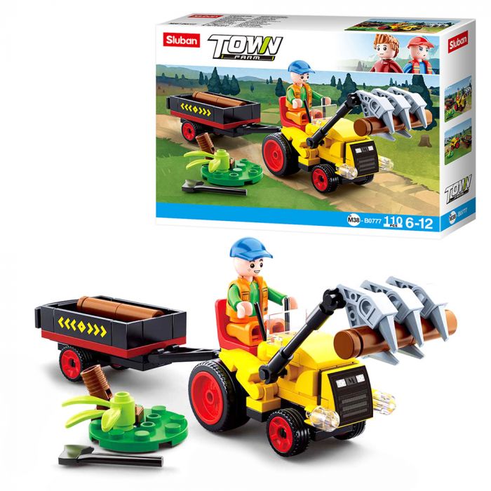 Дитяча іграшка конструктор трактор з причепом 17,5см SLUBAN M38-B0777 серія місто, 110 деталей