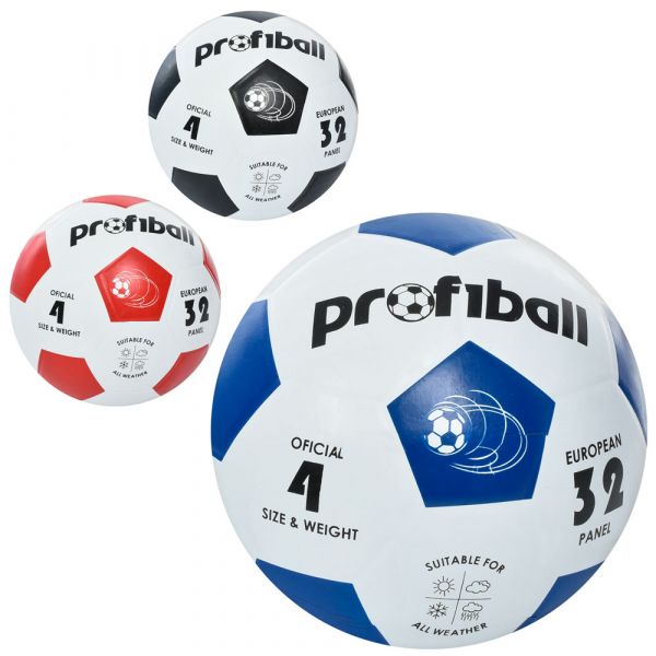 М'яч футбольний розмір №4 матеріал поверхні гума Grain, вага 360 грамiв, Profiball VA-0018-1 , 3 кольори