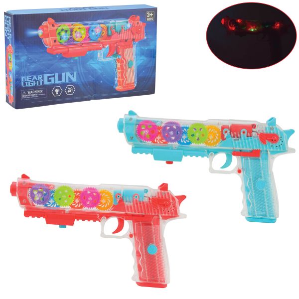 Дитяча іграшка пістолет звуковий та світловий прозорий корпус HJ608 