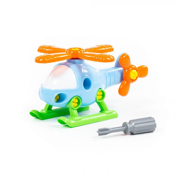 Дитяча іграшка гелікоптер (вертоліт) конструктор з викруткою (розбирається) 16 елементів 78223 Polesie в пакеті