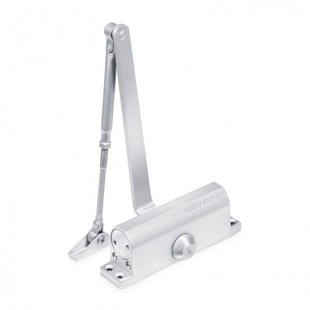 Notedo DC-80 HO EN 2-4 дотягувач (доводчик) для дверей накладний з ліктьовою тягою та фіксацією на корпусі, колір серебряний