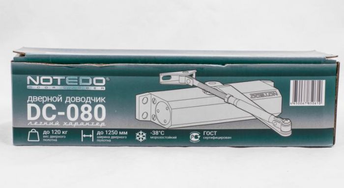 Notedo DC-80 HO EN 2-4 дотягувач (доводчик) для дверей накладний з ліктьовою тягою та фіксацією на корпусі, коричневий колір