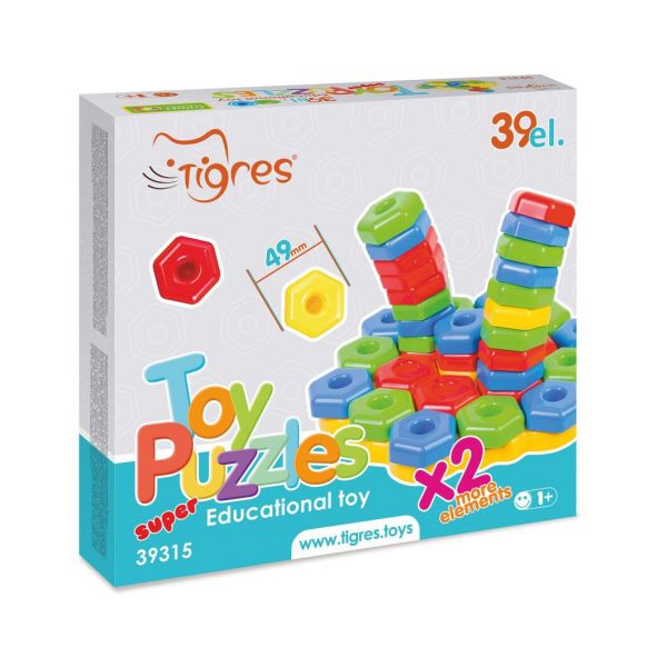 Дитяча іграшка розвиваюча гра для малюків пазли мозаїка SUPER 39 елементів 39315 Тигрес