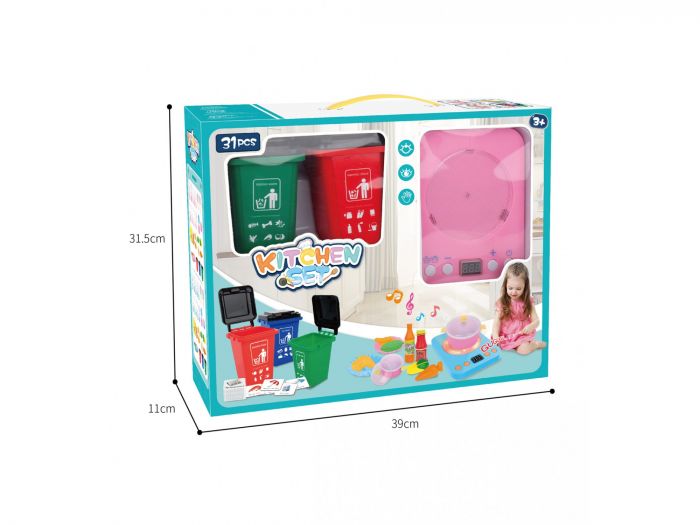 Дитяча іграшка кухонний набір з контейнерами для сміттся, зі світло і звуком 998-8A/B
