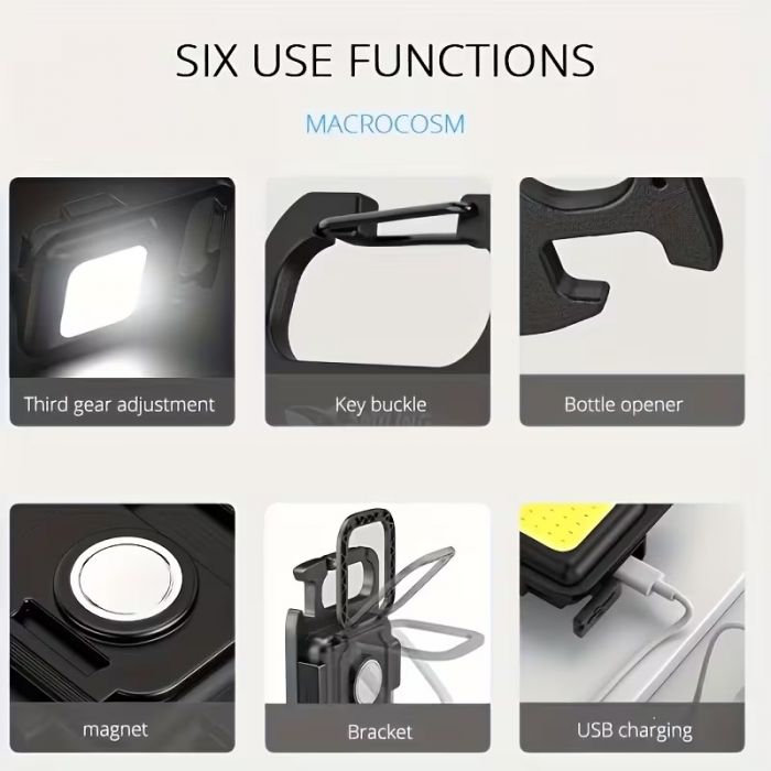 Ручний ліхтар (ліхтарик) брелок з вбудованим акумулятором (3953)