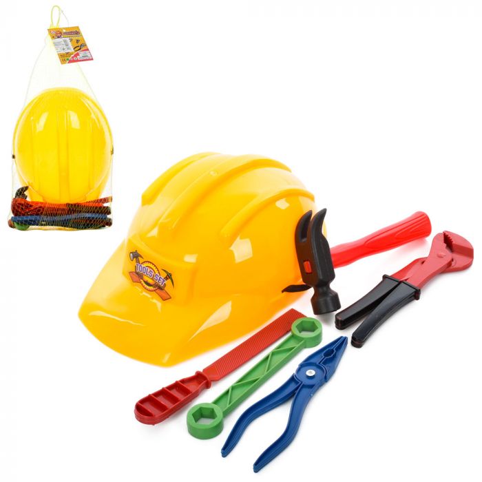 Дитяча іграшка набір інструментів 25169 6 предметів каска молоток плоскогубці