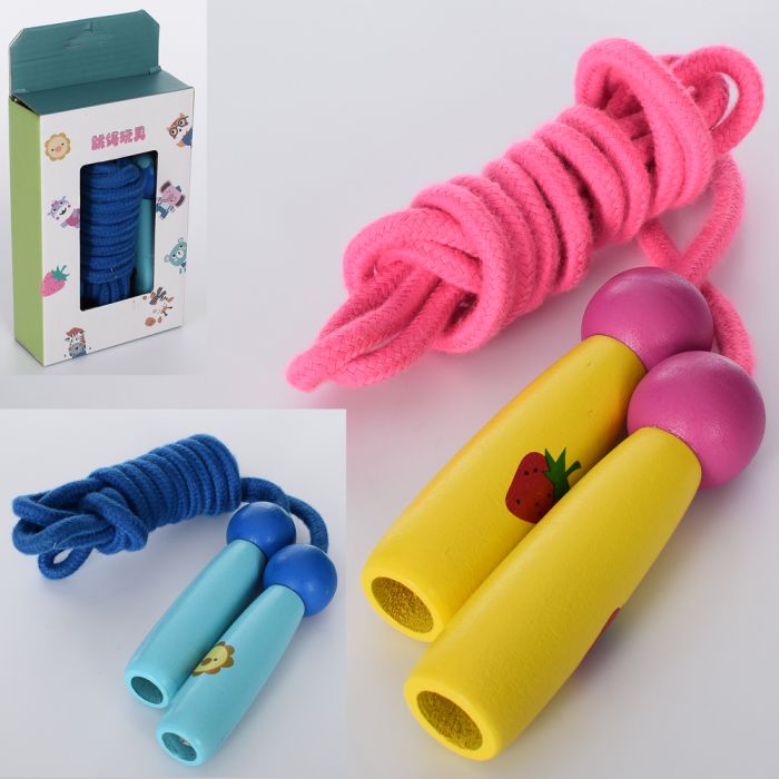 Дерев'яна іграшка скакалка MD 1875 мотузка 220 см, 2 види, кор , 10-16-4см