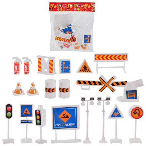Дитяча іграшка набір дорожніх знаків, 399-559, світлофор, пакет 16*16см