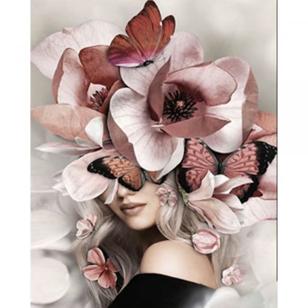 Набір для творчості алмазна вишивка картина мозаїка Дівчина з трояндами на голові розміром 40х50 см SK85997