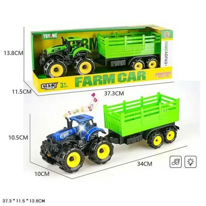 Дитяча іграшка машинка трактор інерційний, 9878-1C, 2 кольори, коробка 37,3*11,5*13,8см, батар.