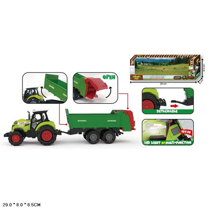 Дитяча іграшка машинка трактор з причепом світловий та звуковий, 550-6P, коробка 29*9*8см, батар.