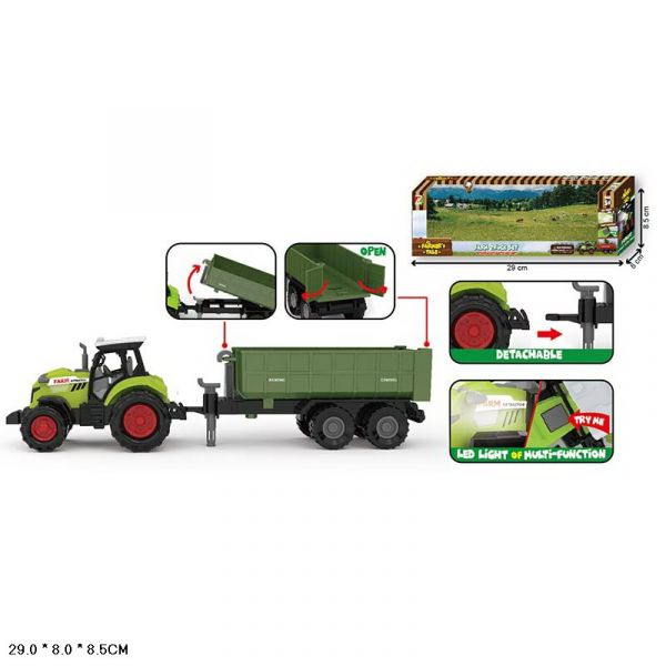 Дитяча іграшка машинка трактор з причепом світловий та звуковий, 550-7P, коробка 29*9*8см, батар.