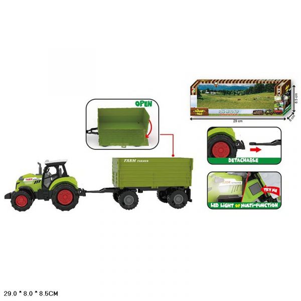Дитяча іграшка машинка трактор з причепом світловий та звуковий, 550-8P, коробка 29*9*8см, батар.