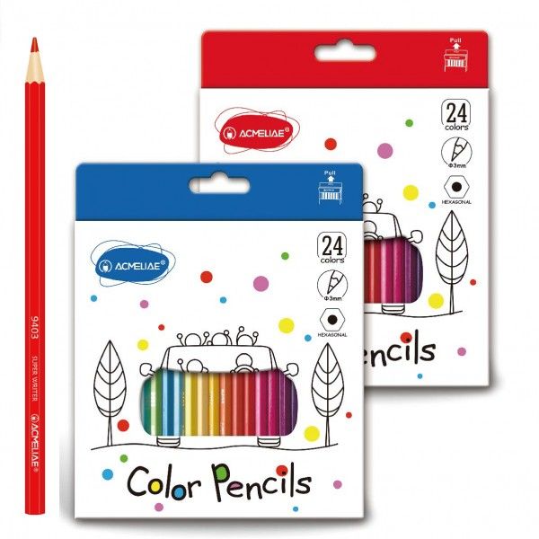 Олівці кольорові Acmeliae 24 кольори, шестигранний корпус, 3 мм, арт 9403-24