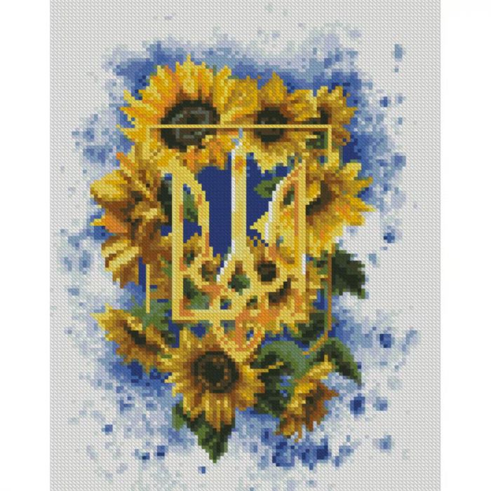 Набір для творчості алмазна вишивка картина мозаїка Герб та соняшники розміром 30х40 см HX526