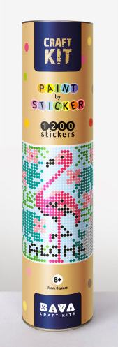 Аплікація - картина по номерам з наліпками (арт терапія) Фламінго, 33х48см, 1200 стікерів  ( відео в описі)