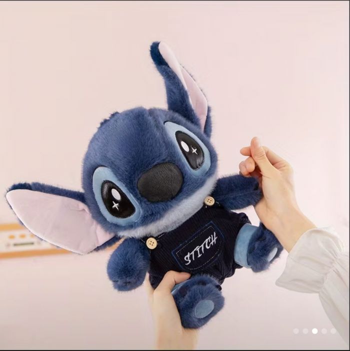 М'яка іграшка плюшева Стіч Ангел (Stitch) синій, 30 см (3783) в комбінезоні