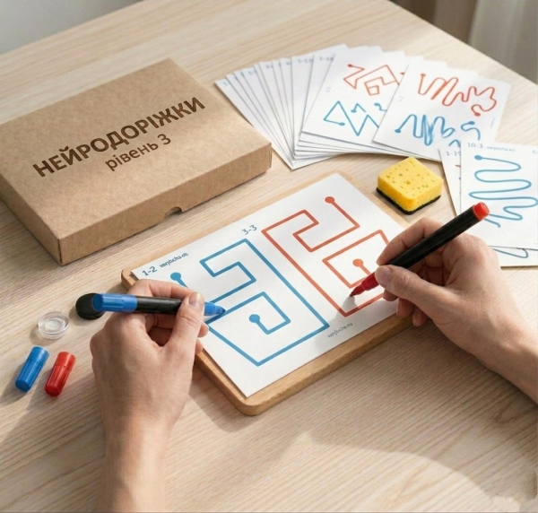 Нейрогра НЕЙРОДОРІЖКИ для одночасного малювання двома руками (розвиток міжпівкульної взаємодії) рівень складності 3 (арт 3-А4-3)