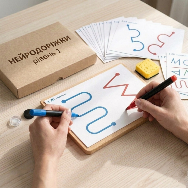 Нейрогра НЕЙРОДОРІЖКИ для одночасного малювання двома руками (розвиток міжпівкульної взаємодії) рівень складності 1 (арт 3-А4-1)