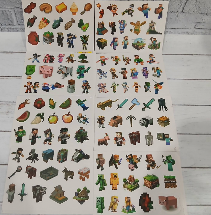 Наліпка зображення героїв гри Майнкрафт Minecraft набір 120 шт (4004) ціна за набір