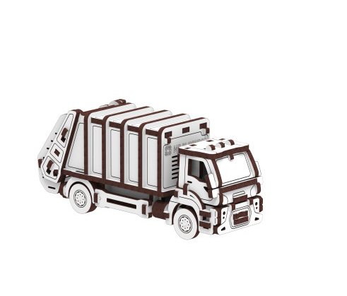 Конструктор механічний дерев'яний 3D сміттєвоз 10802 MR.PLAYWOOD  ( відео в описі)