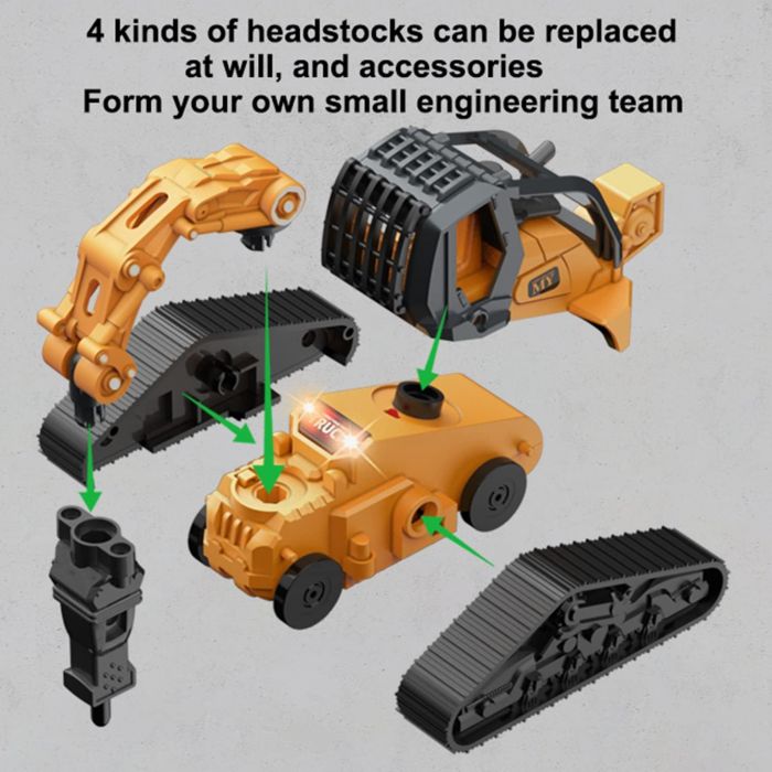 Дитяча іграшка машинка металева трактор з набором ковшів, звук, світло MY66-G1225D MING YUAN ®