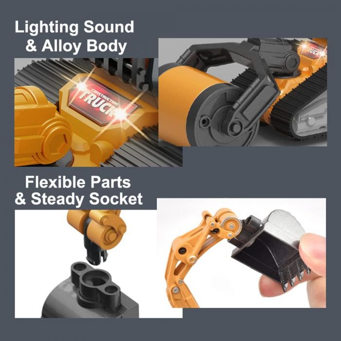 Дитяча іграшка машинка металева трактор з набором ковшів, звук, світло MY66-G1225D MING YUAN ®