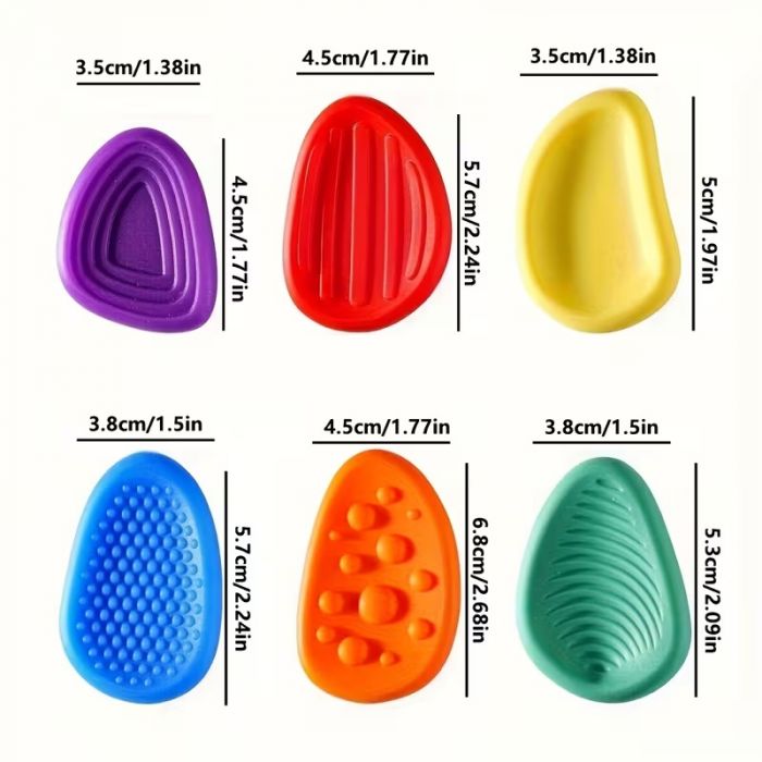 Сенсорні антистрес камінці 6 шт для нейророзвитку, зняття стресу та тривожності, дрібна моторика 3952