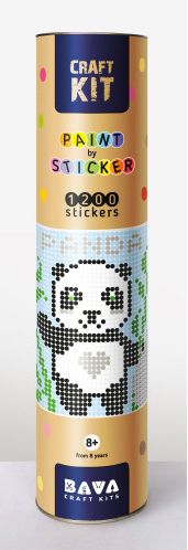 Аплікація - картина по номерам з наліпками (арт терапія) Панда, 33х48см, 1200 стікерів ( відео в описі )