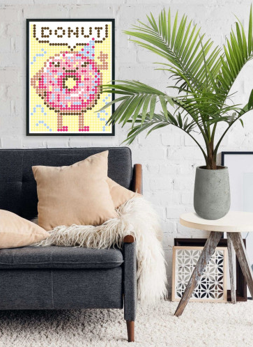 Аплікація - картина по номерам з наліпками (арт терапія) Пончик, 33х48см, 1200 стікерів ( відео в описі )