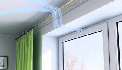 Припливний приточний вентиляційний віконний клапан New-Air провітрювач на створчате вікно коричневий